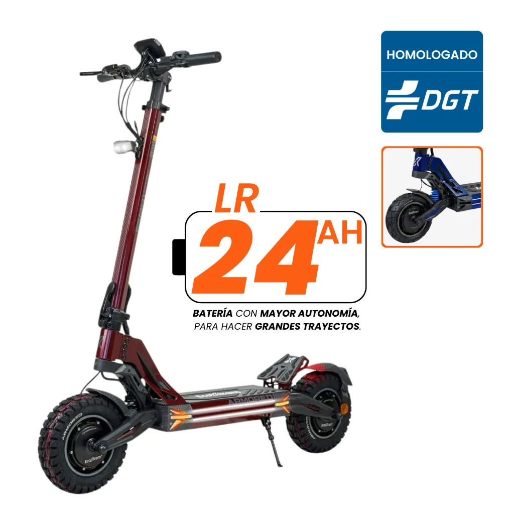 Patinete Eléctrico Ecoxtrem M41 Armored Dual LR 24AH (Rojo)