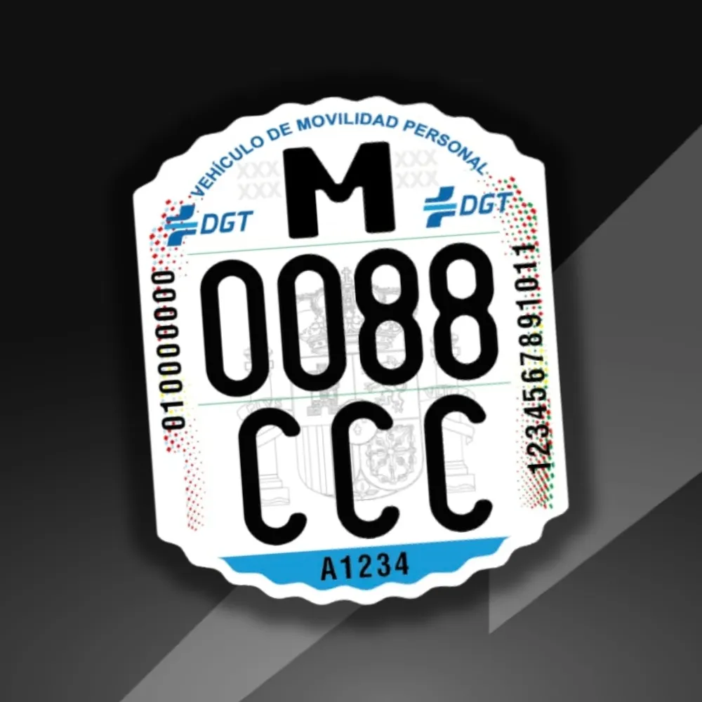 Matrícula Patinete Eléctrico DGT Oficial  | Placa identificativa VMP (Patinete comprado en Moviraider)