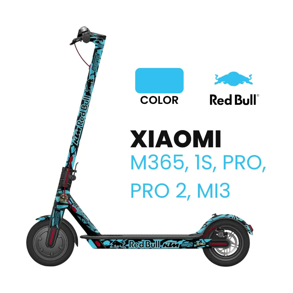 Vinilo Xiaomi M365, 1S, PRO, PRO 2, MI3 RedBull – Azul turquesa