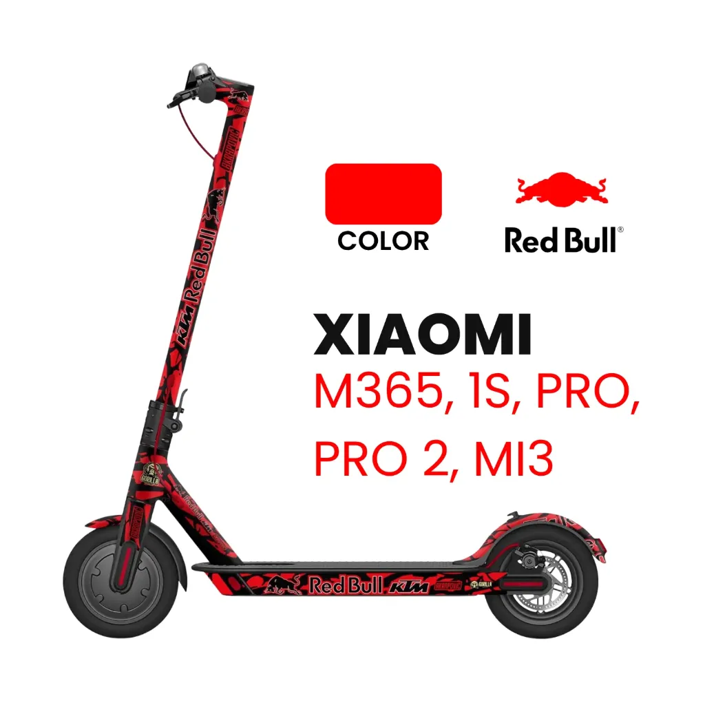 Vinilo Xiaomi M365, 1S, PRO, PRO 2, MI3 RedBull – Rojo
