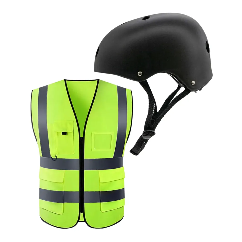 Kit de Seguridad Moviraider - Casco Negro y Chaleco Reflectante