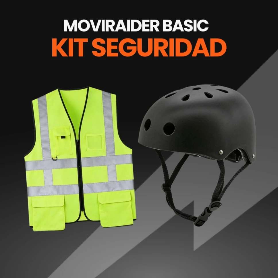 Kit de Seguridad Moviraider - Casco Negro y Chaleco Reflectante